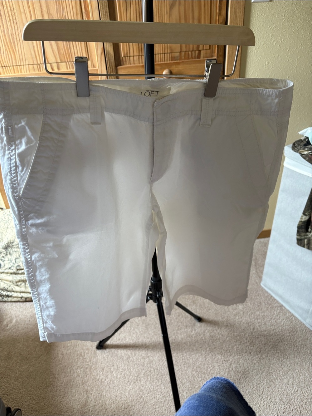 LOFT White Mid-Length Chino Shorts